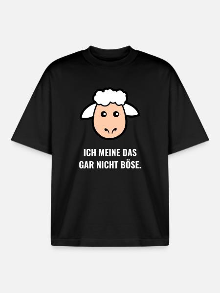 Lamm Cartoon Spruch Shirt - Boxy Heavyweight Unisex Organic T-Shirt von Stanley/Stella - Schwarz