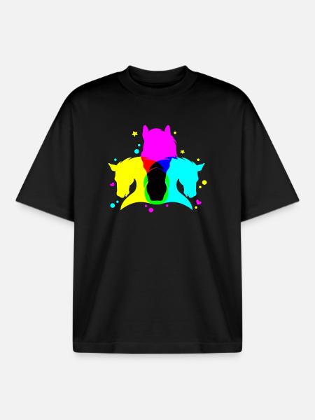 Graphically bright horse motif - Boxy Heavyweight Unisex Organic T-Shirt by Stanley/Stella - black