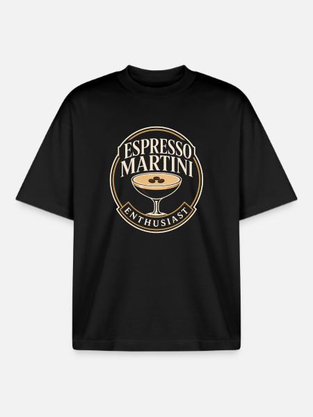 Espresso martini social club cocktail gift - Boxy Heavyweight Unisex Organic T-Shirt by Stanley/Stella - black