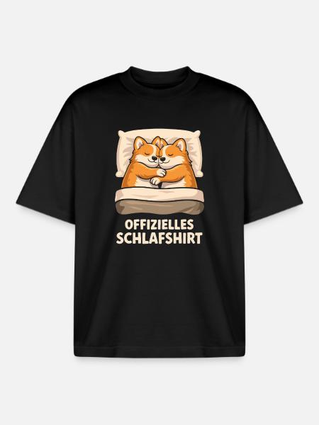 Offizielles Schlafshirt Fuchs Füchse - Boxy Heavyweight Unisex Organic T-Shirt von Stanley/Stella - Schwarz