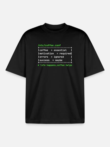 Coffee Config – Developer Kaffee Design - Boxy Heavyweight Unisex Organic T-Shirt von Stanley/Stella - Schwarz