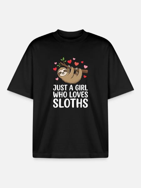 Mädchen liebt Faultiere - Boxy Heavyweight Unisex Organic T-Shirt von Stanley/Stella - Schwarz
