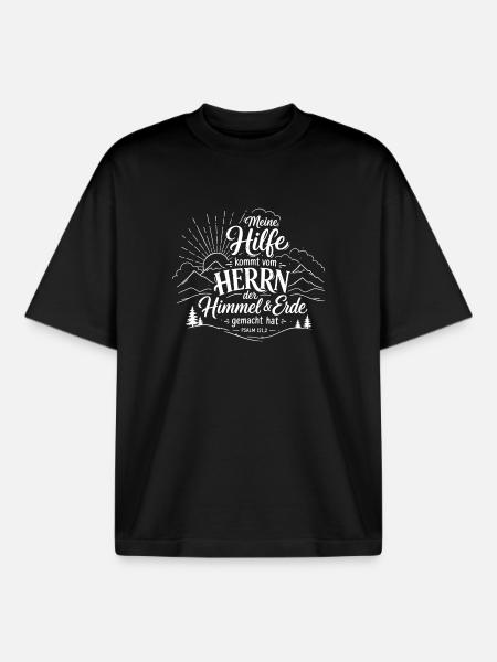 Himmel Erde Psalm 121 Motiv - Boxy Heavyweight Unisex Organic T-Shirt von Stanley/Stella - Schwarz