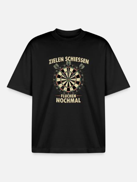 Zielen Schießen Fluchen Dartsspaß - Boxy Heavyweight Unisex Organic T-Shirt von Stanley/Stella - Schwarz