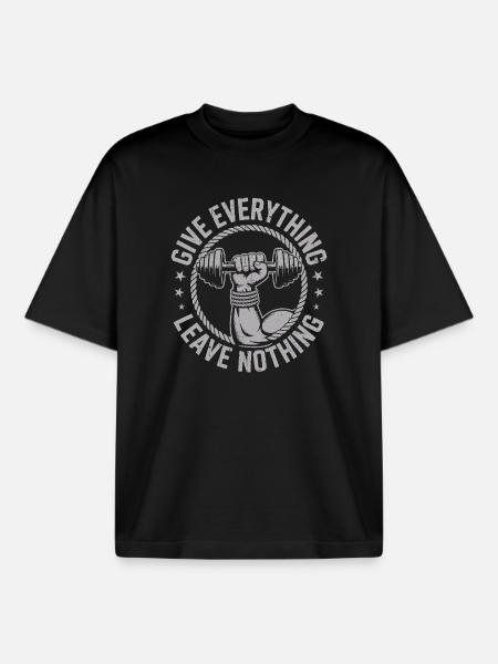 Dai il massimo di te Leave Nothing Motiv Forza Palestra Fitness - T-shirt unisex boxy pesante biologica di Stanley/Stella - nero
