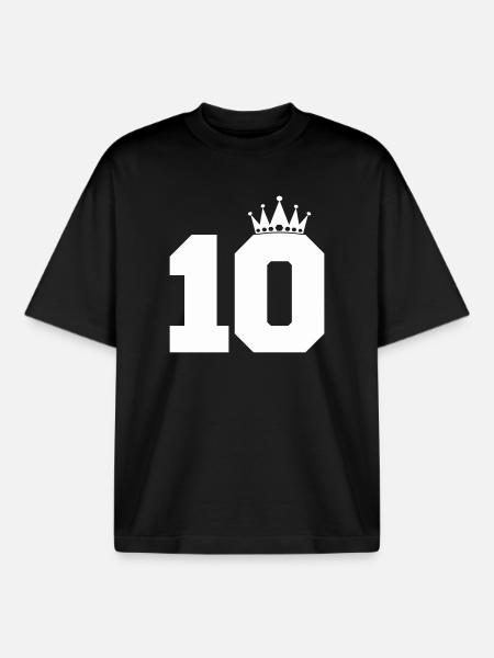 Royal Ten with Crown - Boxy Heavyweight Unisex Organic T-Shirt by Stanley/Stella - black