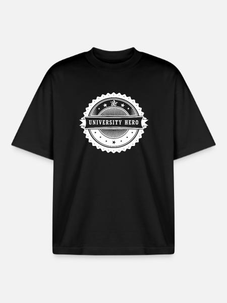 University Hero - Badge, Design - Boxy Heavyweight Unisex Organic T-Shirt by Stanley/Stella - black