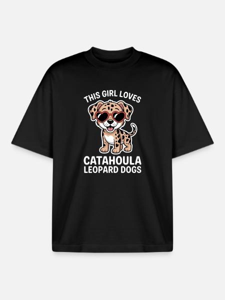 Louisiana Catahoula Leopard Dog Saying Gift - Boxy Heavyweight Unisex Organic T-Shirt by Stanley/Stella - black