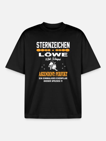 Sternzeichen Löwe: Ascendant Perfekt - Boxy Heavyweight Unisex Organic T-Shirt von Stanley/Stella - Schwarz