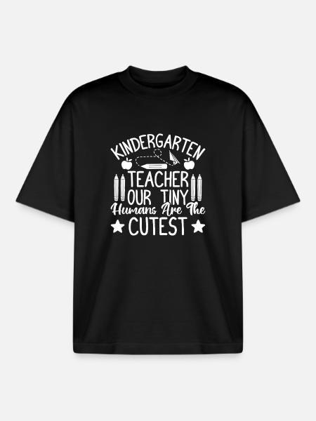 Preschool Teacher Tiny Humans Cutest Daycare - Boxy Heavyweight Unisex Organic T-Shirt by Stanley/Stella - black