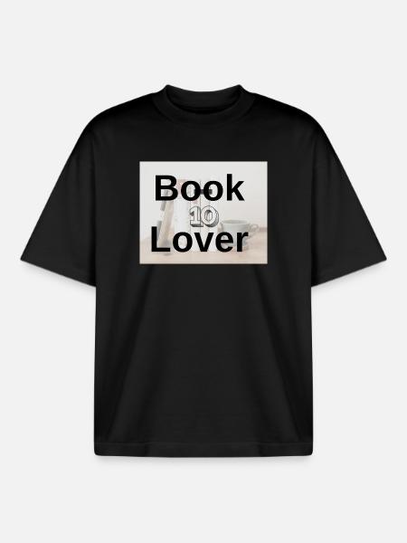 Book Lover Bold Typography - Boxy Heavyweight Unisex Organic T-Shirt by Stanley/Stella - black