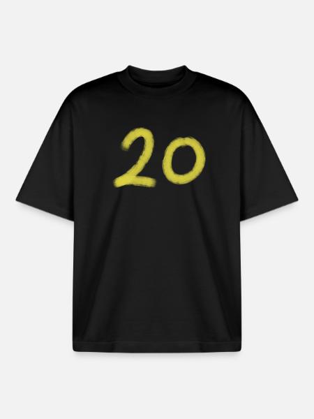 Gelber Pinselstrich 20 Jubiläum - Boxy Heavyweight Unisex Organic T-Shirt von Stanley/Stella - Schwarz