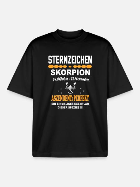 Sternzeichen Skorpion Aszendent Perfekt - Boxy Heavyweight Unisex Organic T-Shirt von Stanley/Stella - Schwarz