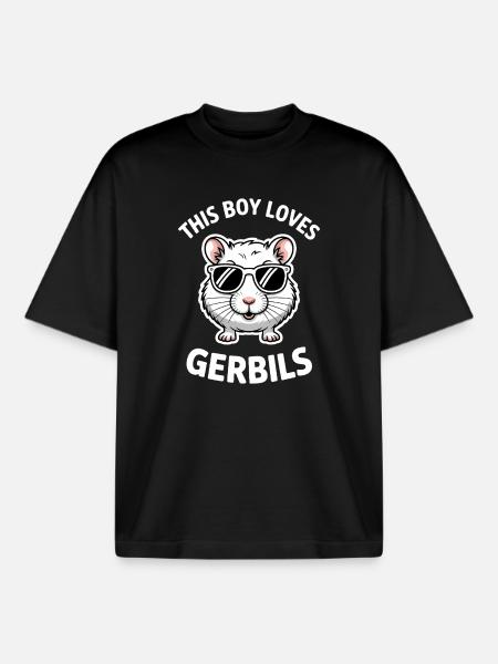 Mongolian racing rat sayings gerbil gift - Boxy Heavyweight Unisex Organic T-Shirt by Stanley/Stella - black