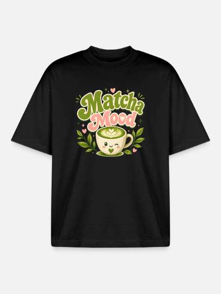 Matcha Mood Latte Charm - Boxy Heavyweight Unisex Organic T-Shirt von Stanley/Stella - Schwarz