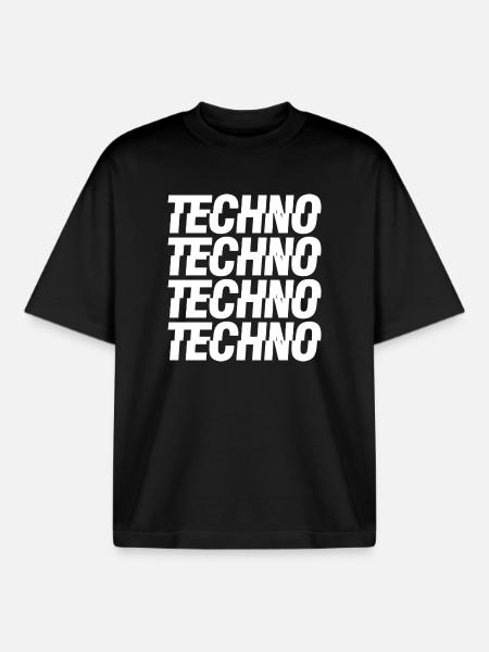 Techno Music Logo - T-shirt unisexe boxy épais biologique Stanley/Stella - noir