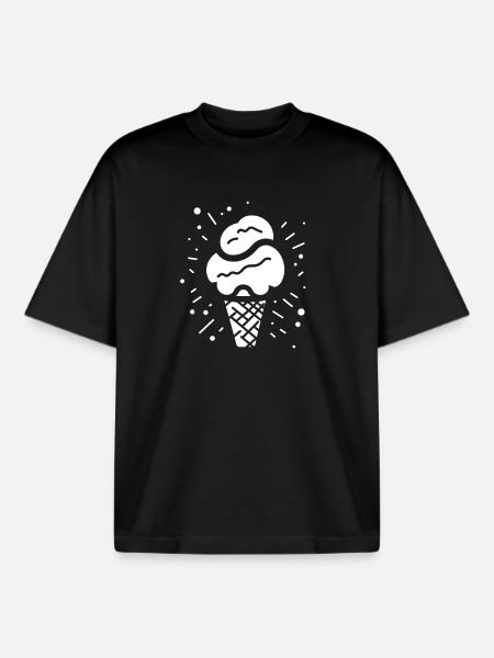 Eistüte Zeichnung - Boxy Heavyweight Unisex Organic T-Shirt von Stanley/Stella - Schwarz