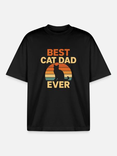 Best Cat Dad - Boxy Heavyweight Unisex Organic T-Shirt by Stanley/Stella - black