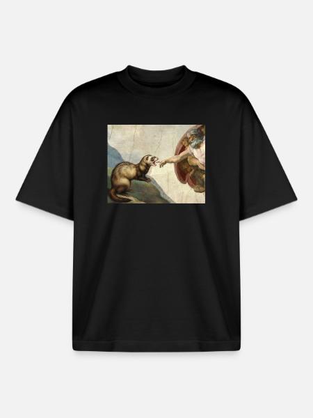 Frettchen Schlägt Gottes Hand Frettchen meme - Boxy Heavyweight Unisex Organic T-Shirt von Stanley/Stella - Schwarz