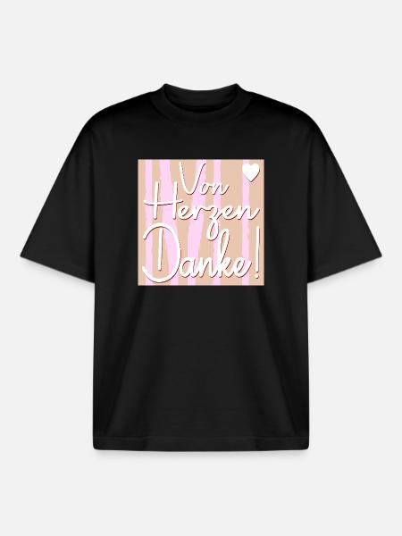 Merci - T-shirt unisexe boxy épais biologique Stanley/Stella - noir
