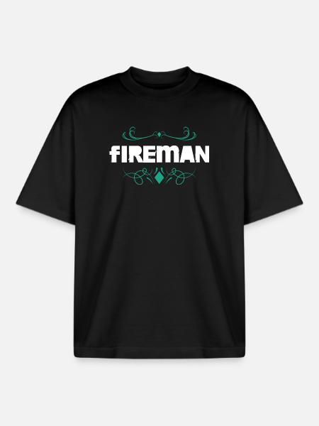 Firefighter Ornament - Boxy Heavyweight Unisex Organic T-Shirt by Stanley/Stella - black