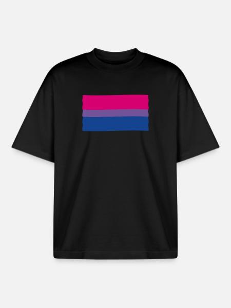 Bisexual Pride Flag - Boxy Heavyweight Unisex Organic T-Shirt by Stanley/Stella - black