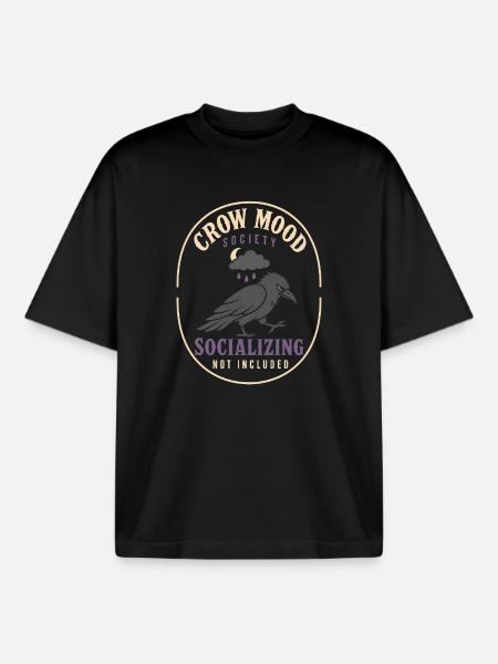 Crow Raven Funny - Boxy Heavyweight Unisex Organic T-Shirt by Stanley/Stella - black