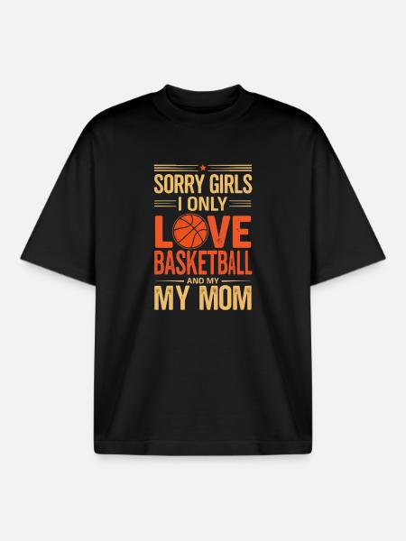 Amour du basket et maman - T-shirt unisexe boxy épais biologique Stanley/Stella - noir