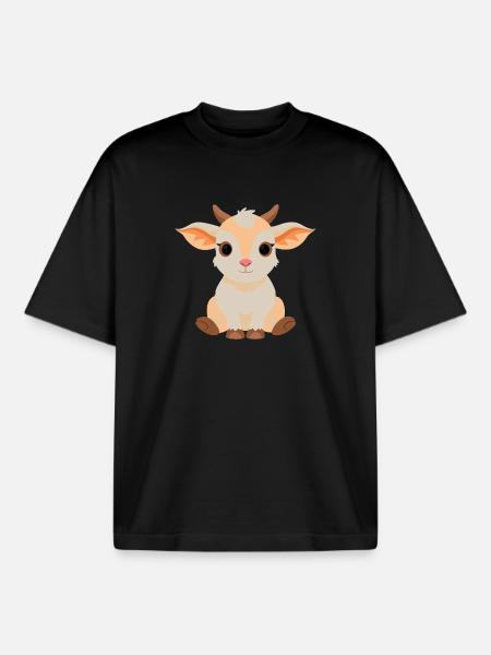 Cute Baby Goat - Boxy Heavyweight Unisex Organic T-Shirt by Stanley/Stella - black