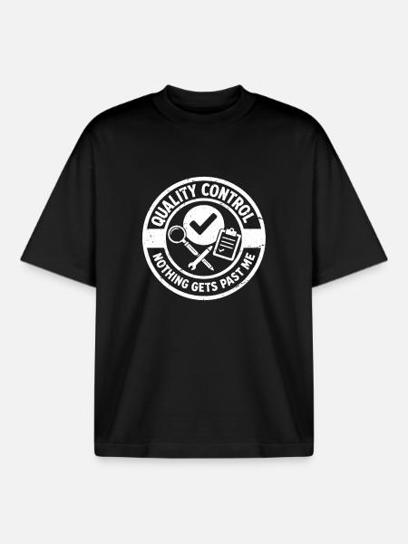 quality control nothing gets past me - Boxy Heavyweight Unisex Organic T-Shirt by Stanley/Stella - black