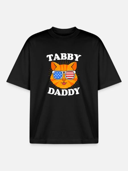 tabby cat - Boxy Heavyweight Unisex Organic T-Shirt by Stanley/Stella - black
