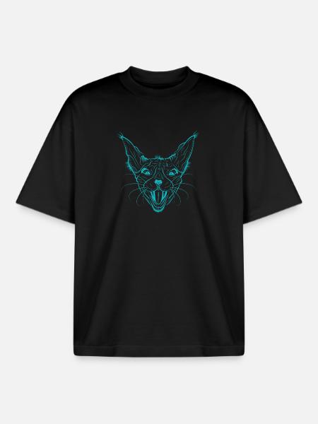Neon Sphynx Katzengesicht Leuchten - Boxy Heavyweight Unisex Organic T-Shirt von Stanley/Stella - Schwarz