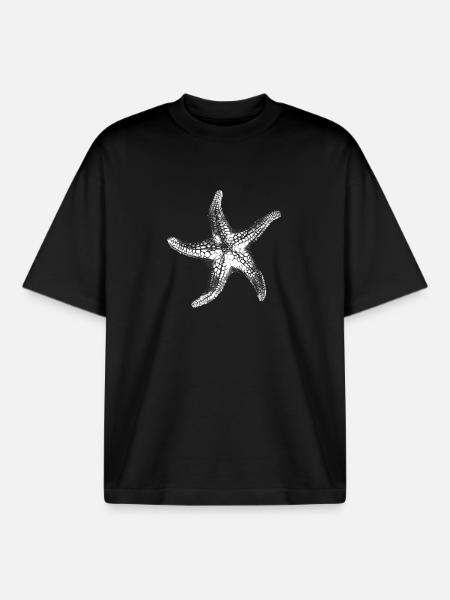 Silhouette d’étoile de mer - T-shirt unisexe boxy épais biologique Stanley/Stella - noir