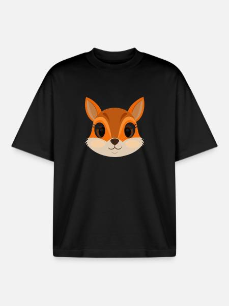Squirrel face - Boxy Heavyweight Unisex Organic T-Shirt by Stanley/Stella - black
