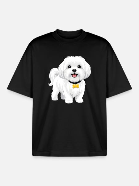 Maltese - Boxy Heavyweight Unisex Organic T-Shirt by Stanley/Stella - black