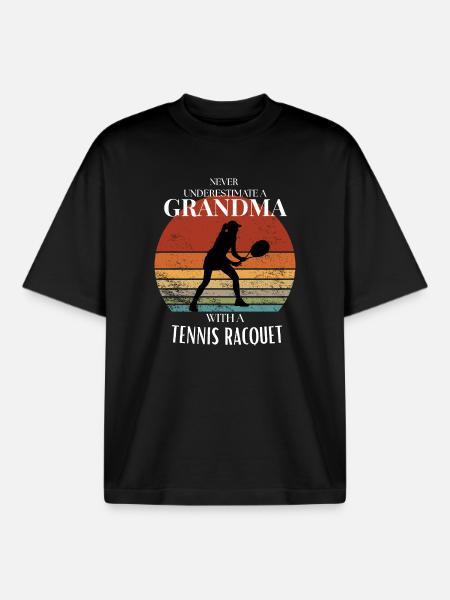 Tennis-Großmutter Geschenk für stolze Großmutter - Boxy Heavyweight Unisex Organic T-Shirt von Stanley/Stella - Schwarz