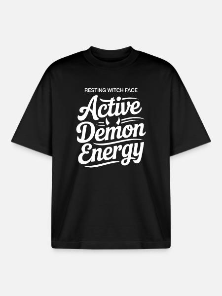Aktiv-Dämonen-Energie-Typografie - Boxy Heavyweight Unisex Organic T-Shirt von Stanley/Stella - Schwarz