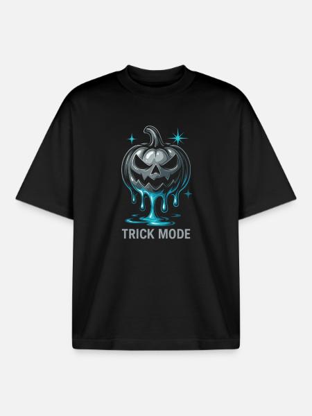 Trick Mode Pumpkin - Boxy Heavyweight Unisex Organic T-Shirt by Stanley/Stella - black