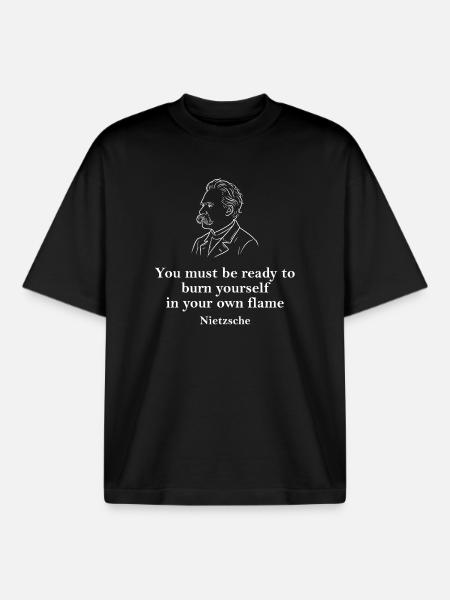 Nietzsche Quote - Boxy Heavyweight Unisex Organic T-Shirt by Stanley/Stella - black