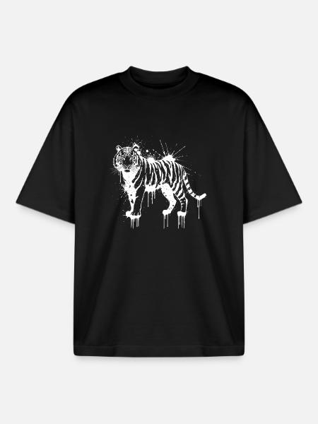 Weiß gespritzter Tiger - Boxy Heavyweight Unisex Organic T-Shirt von Stanley/Stella - Schwarz