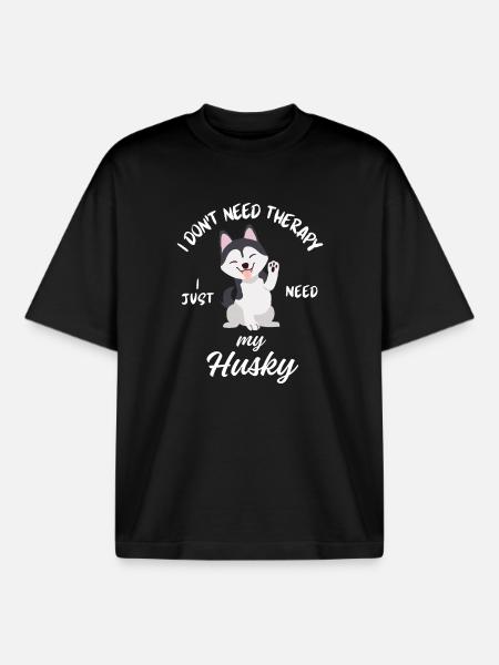 Husky Therapy Dog - Boxy Heavyweight Unisex Organic T-Shirt by Stanley/Stella - black