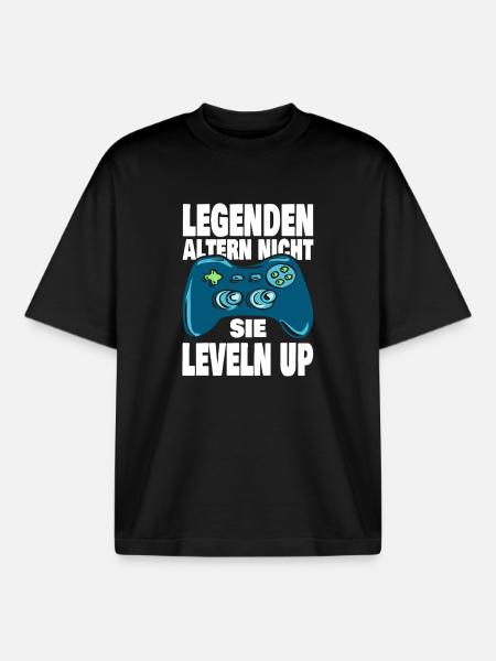 Legenden Leveln Up - Boxy Heavyweight Unisex Organic T-Shirt von Stanley/Stella - Schwarz