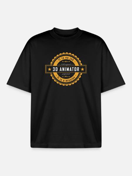 3D Animator - Job Title & Design - Boxy Heavyweight Unisex Organic T-Shirt by Stanley/Stella - black