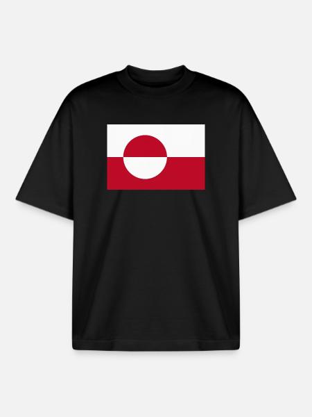 Greenland Flag - Boxy Heavyweight Unisex Organic T-Shirt by Stanley/Stella - black