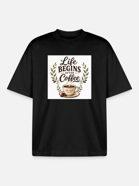 Life_Begins_After_Coffee.png - Boxy Heavyweight Unisex Organic T-Shirt by Stanley/Stella - black