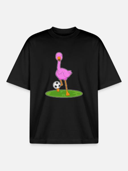 Flamingo Soccer Player Soccer - Boxy Heavyweight Unisex Organic T-Shirt by Stanley/Stella - black