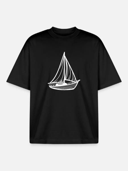Minimalistisches klassisches Segelboot - Boxy Heavyweight Unisex Organic T-Shirt von Stanley/Stella - Schwarz