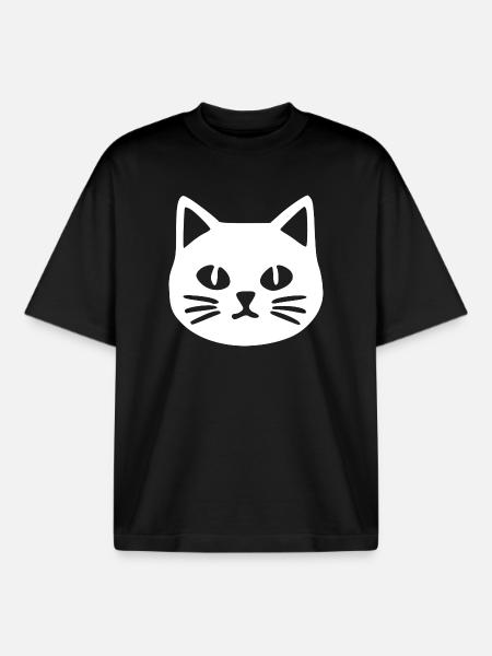 Katzengesicht Katze - Boxy Heavyweight Unisex Organic T-Shirt von Stanley/Stella - Schwarz