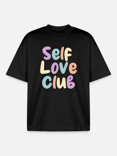Self Love Club Pastel Print - Boxy Heavyweight Unisex Organic T-Shirt by Stanley/Stella - black