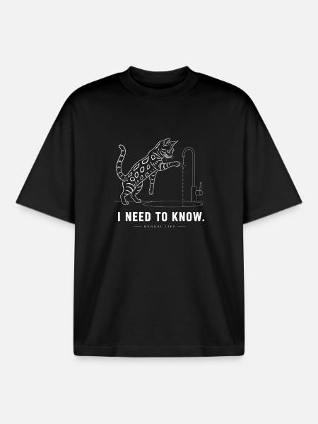Bengalkatze – I Need To Know - Boxy Heavyweight Unisex Organic T-Shirt by Stanley/Stella - black